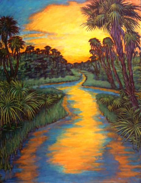 Sabal Palm Forest - 42 by 50 inches oil painting