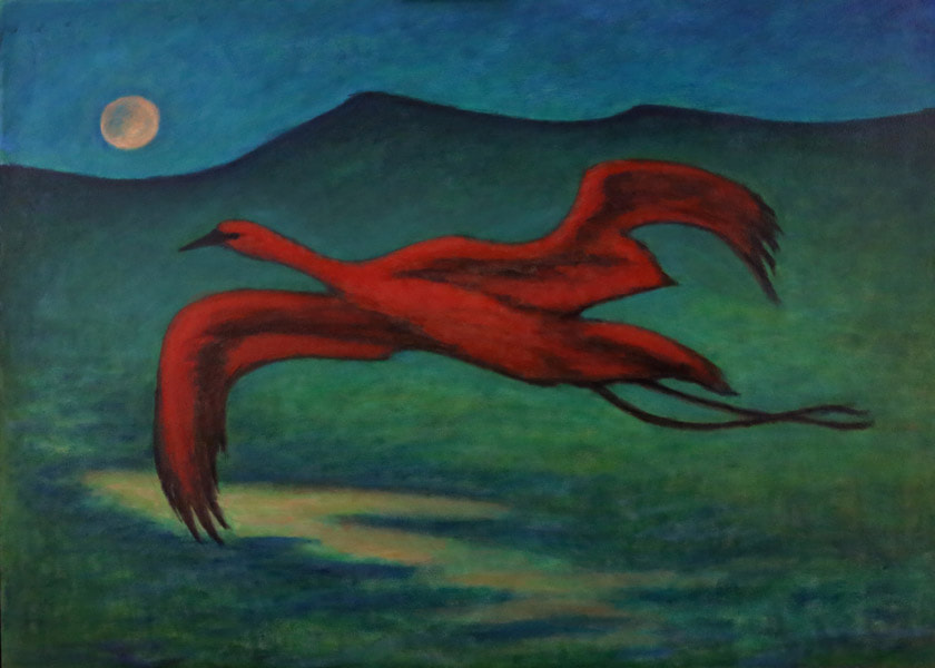 Night Flyer - 42 by 30 inches oil painting