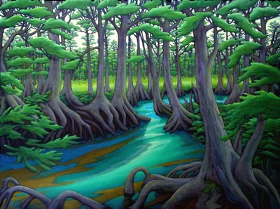 Cypress Creek - 42 by 56 inches oil painting